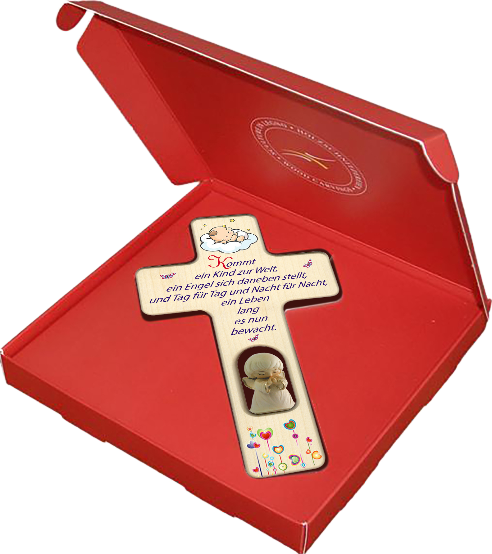 Kreuz mit Engel in Box_Kommt ein Kind....