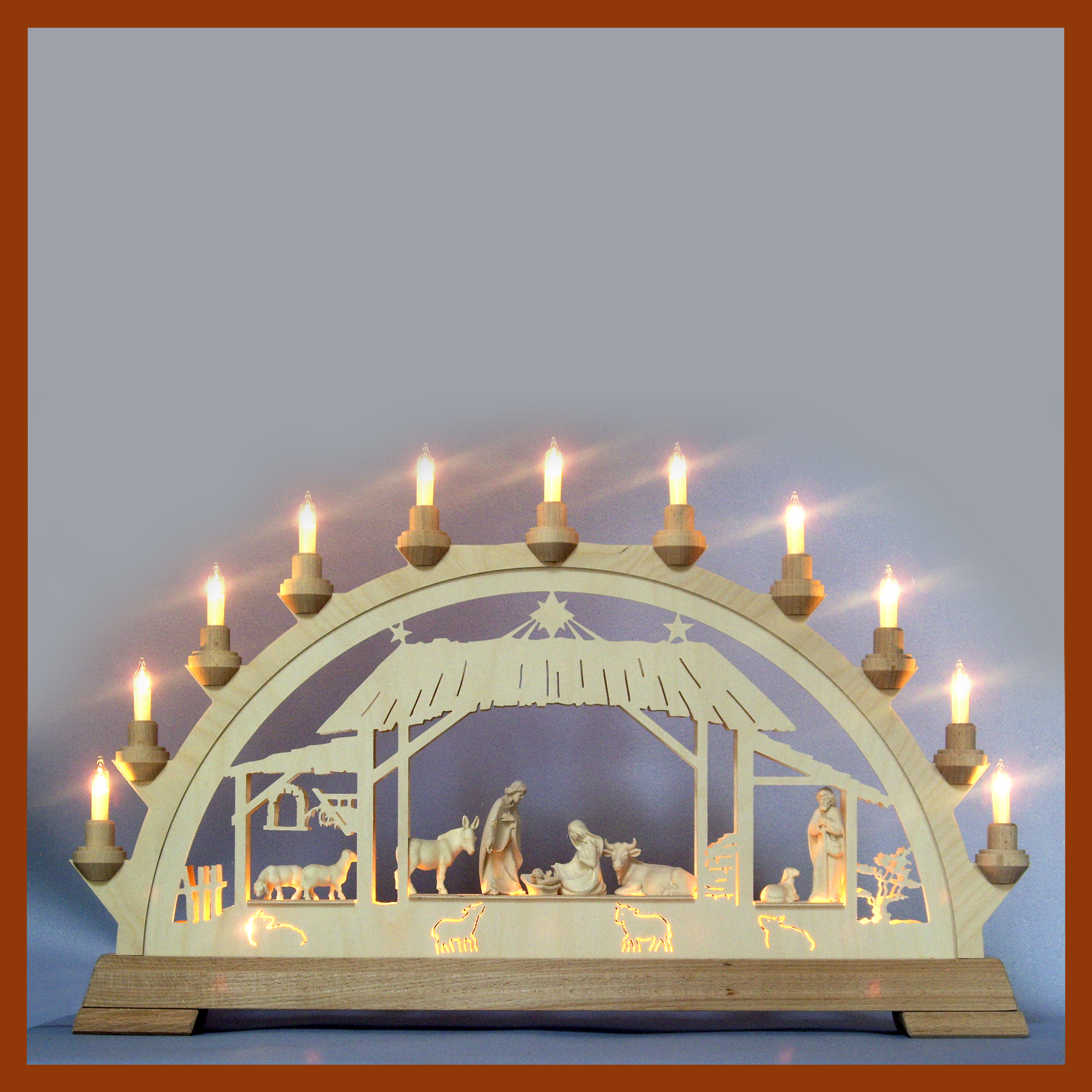 Großer Bogen 42x63x7cm + 9 Krippenfiguren 8cm