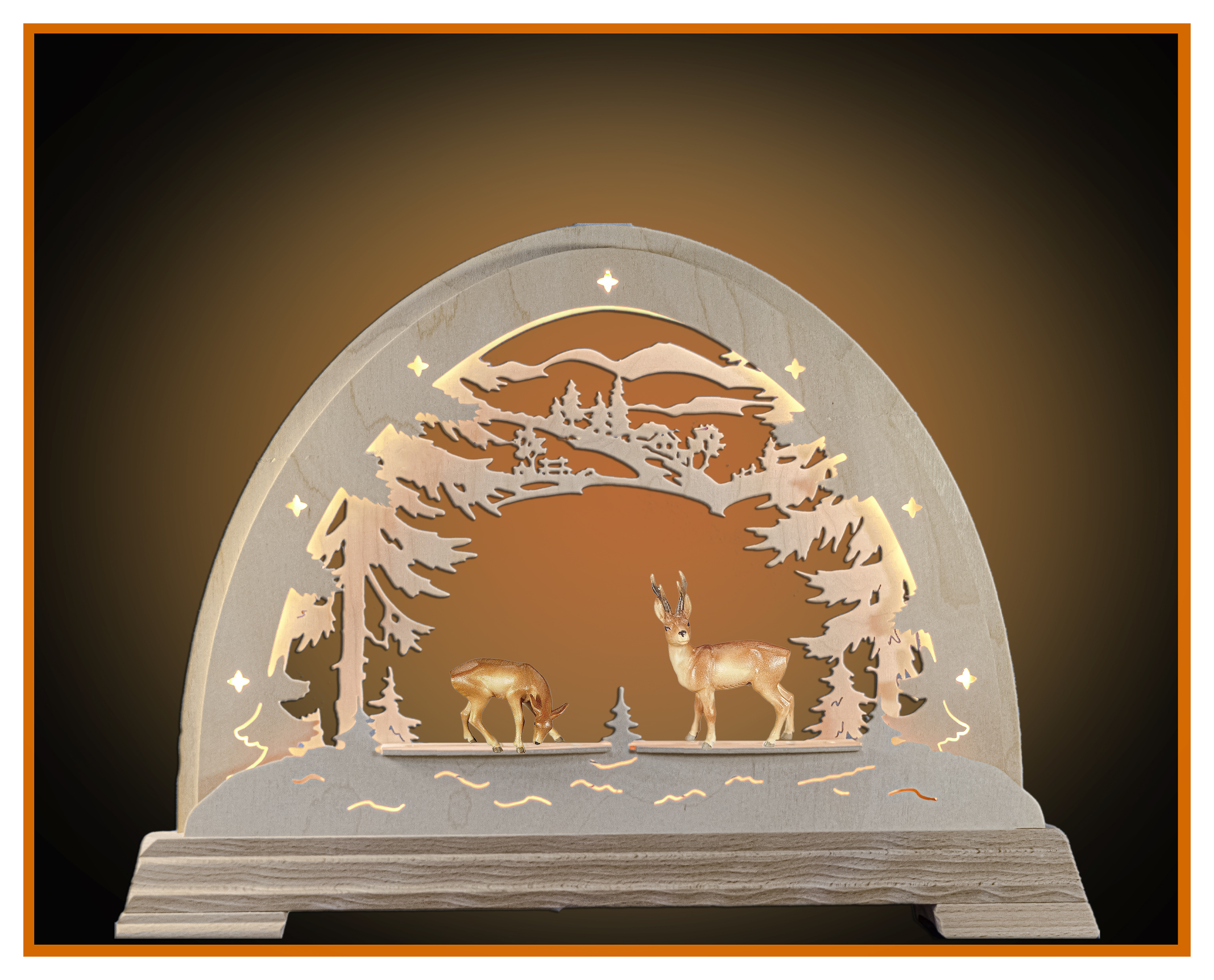 Round arch 49x37cm with deer and roebuck 7cm