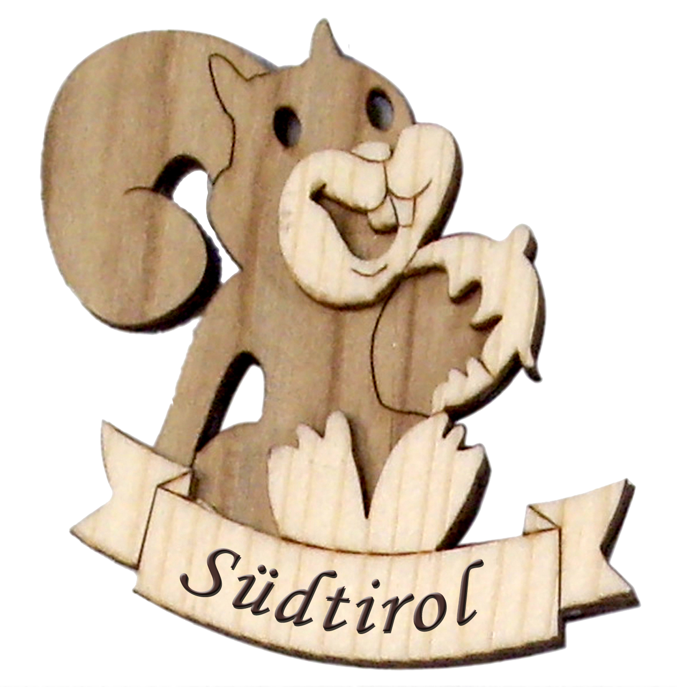 Magnet 3D bicolor in wood+squirrel+writing