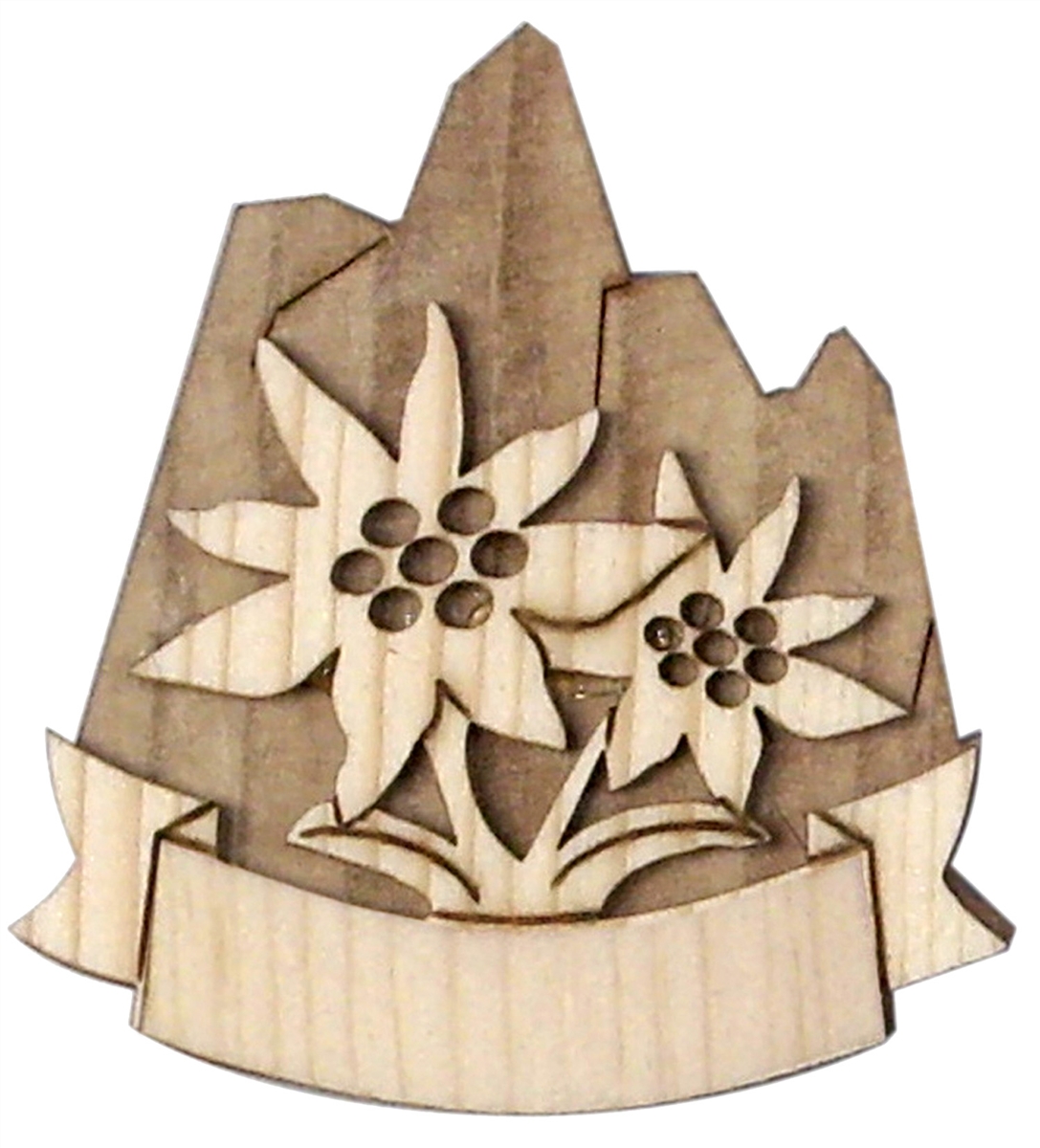 Magnet 3D bicolor in wood with edelweiss