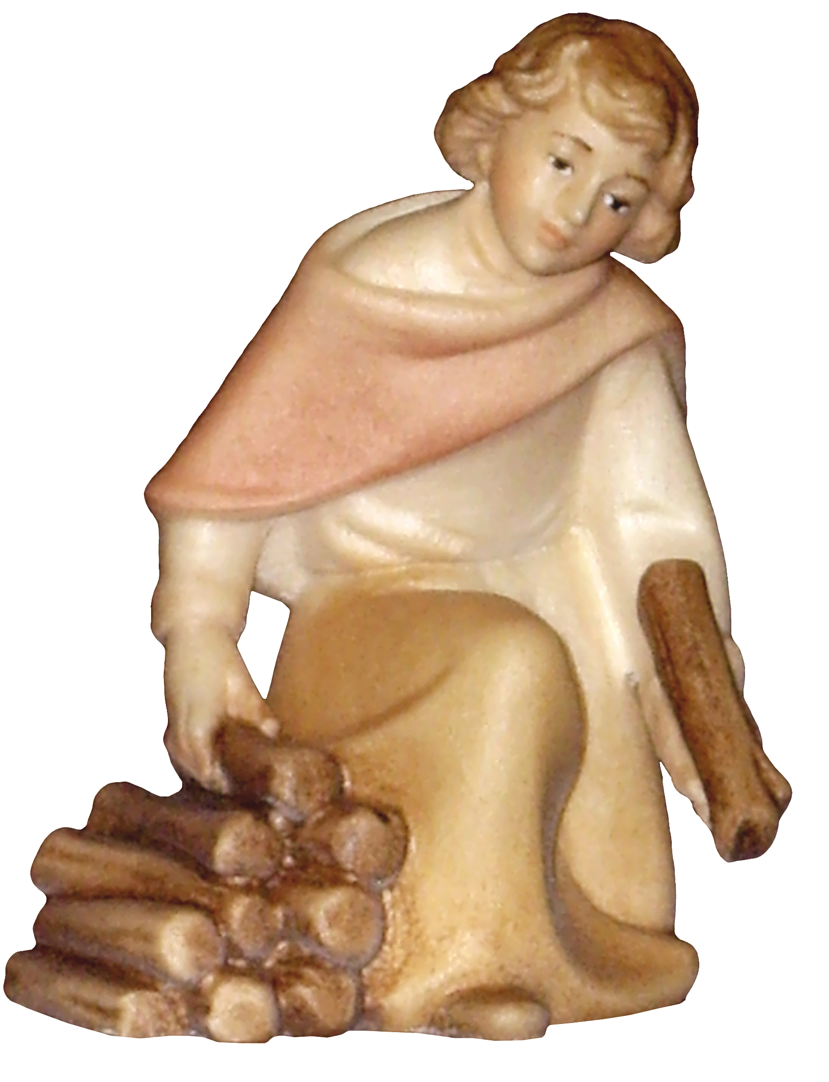 Hirt kniend am Lagerfeuer