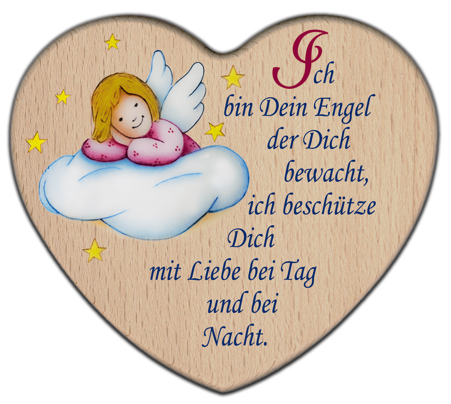 Herz bedruckt mit Engel_Ich bin dein