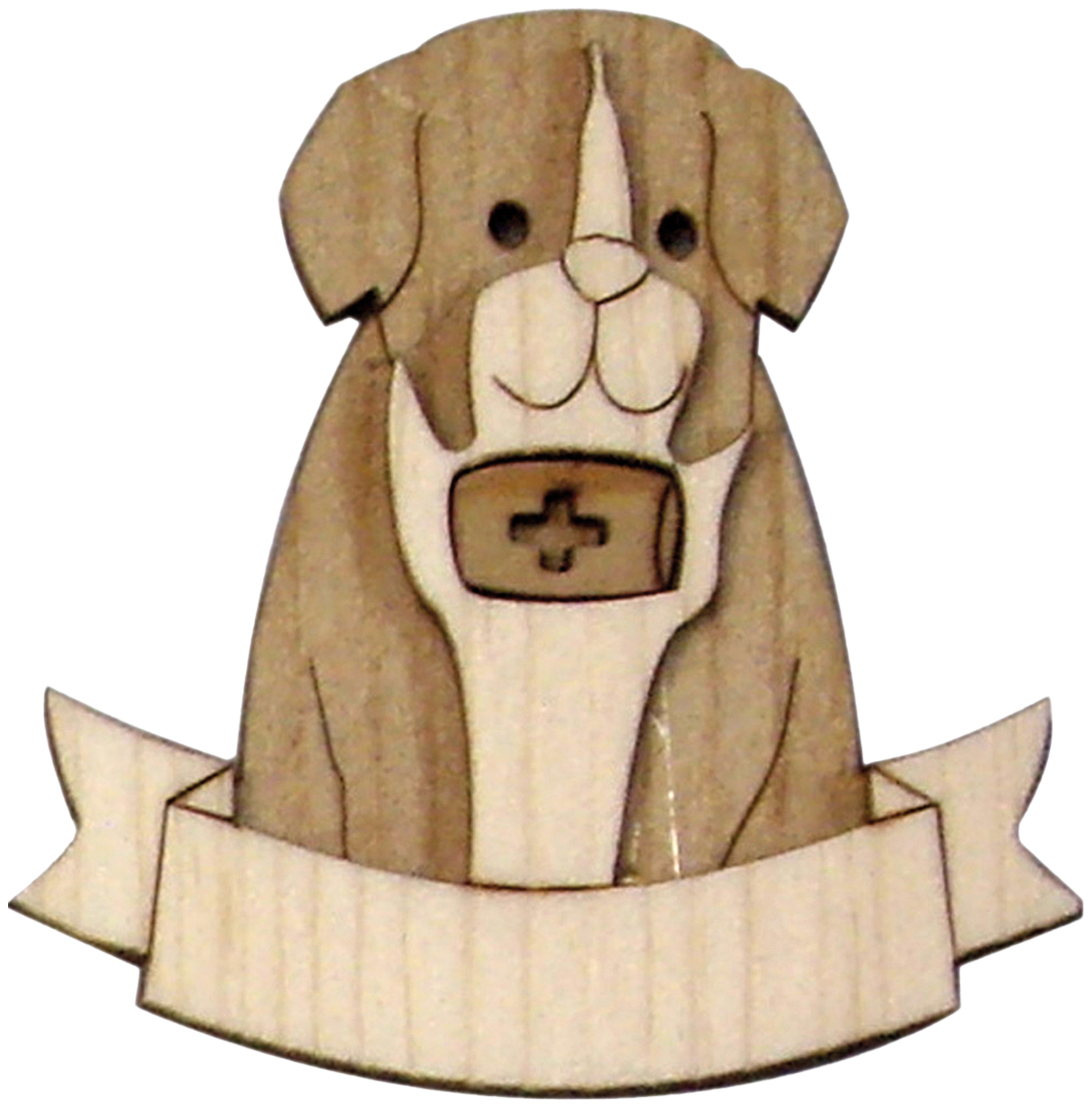 Magnet 3D bicolor in wood with St.Bernard