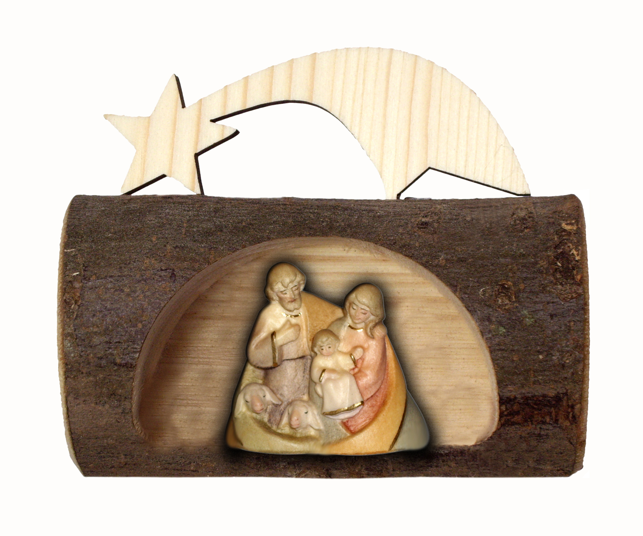 Holzstamm mit Saibo Hl.Familie