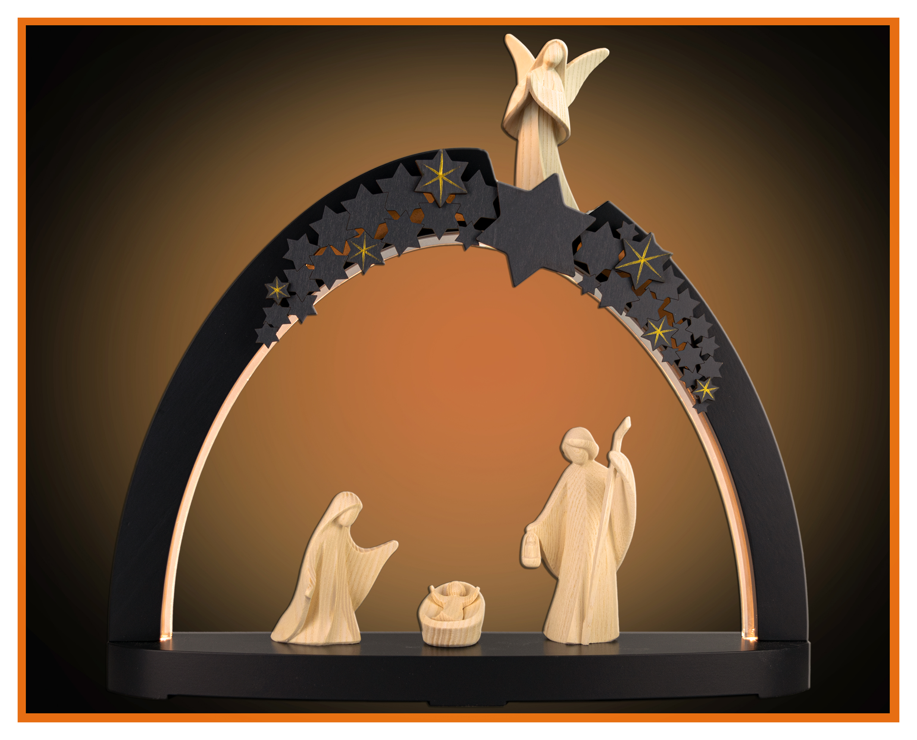 Led Bogen Sterne Grau mit Hl.Fam. Aram  Esche